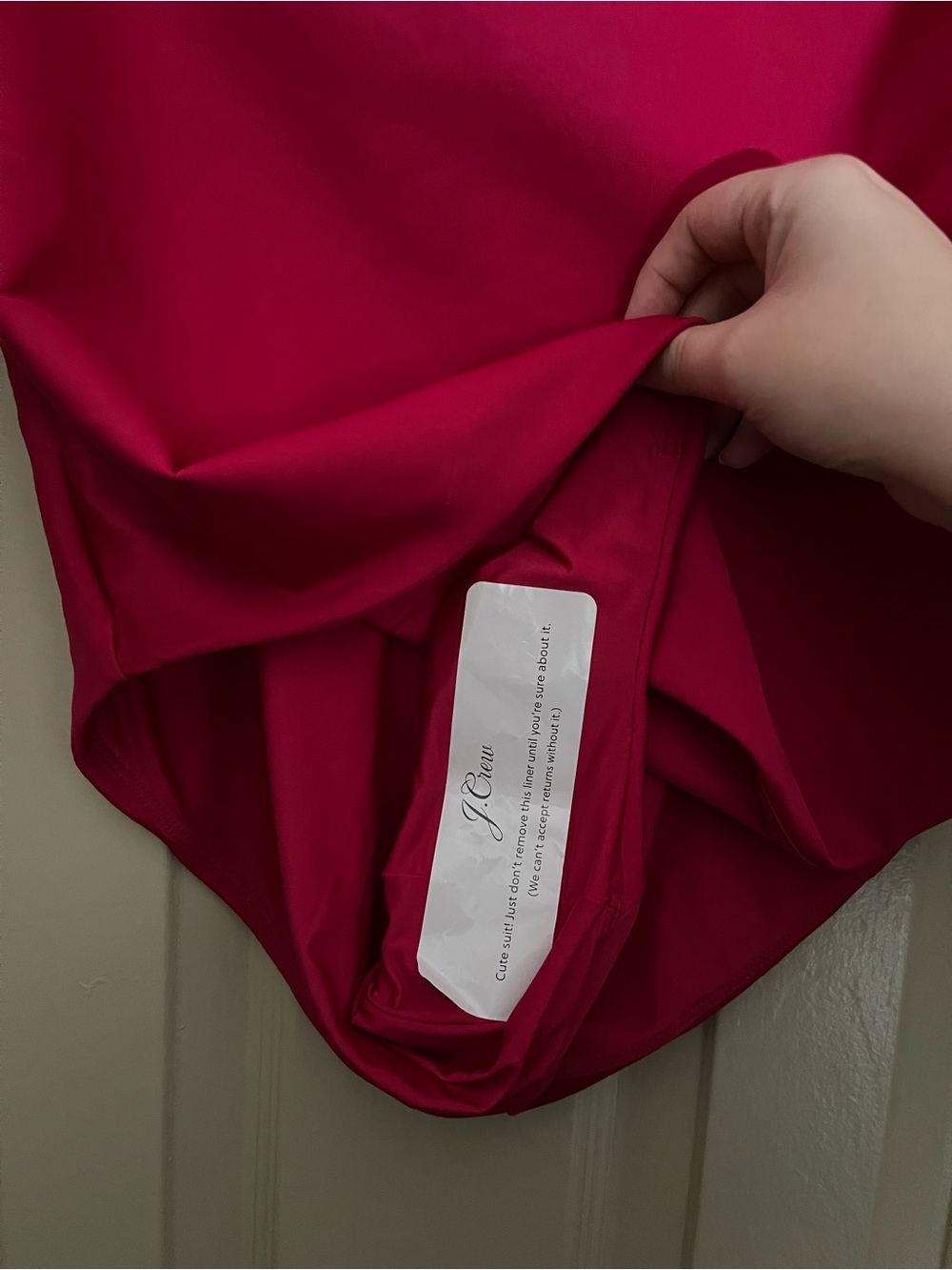 J. Crew Women's Raspberry-Red One-Piece Swimsuit - Picture 5 of 5